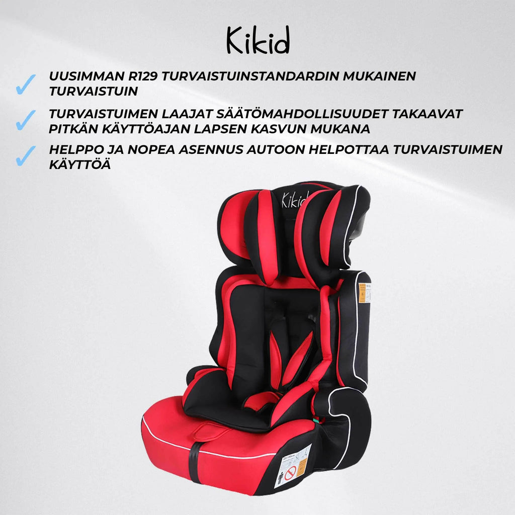 Kikid Kindersitz Basic 76-150cm R129, schwarz rot