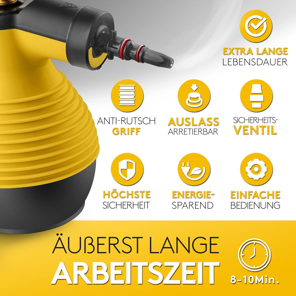 Neighbour's Friend Dampfreiniger Handgert mit vielen Aufstzen 350ml Tank I Leistungsstarker Handdampfreiniger 3,5 Bar I Dampf Gert Fenster mit Dampfregulierung