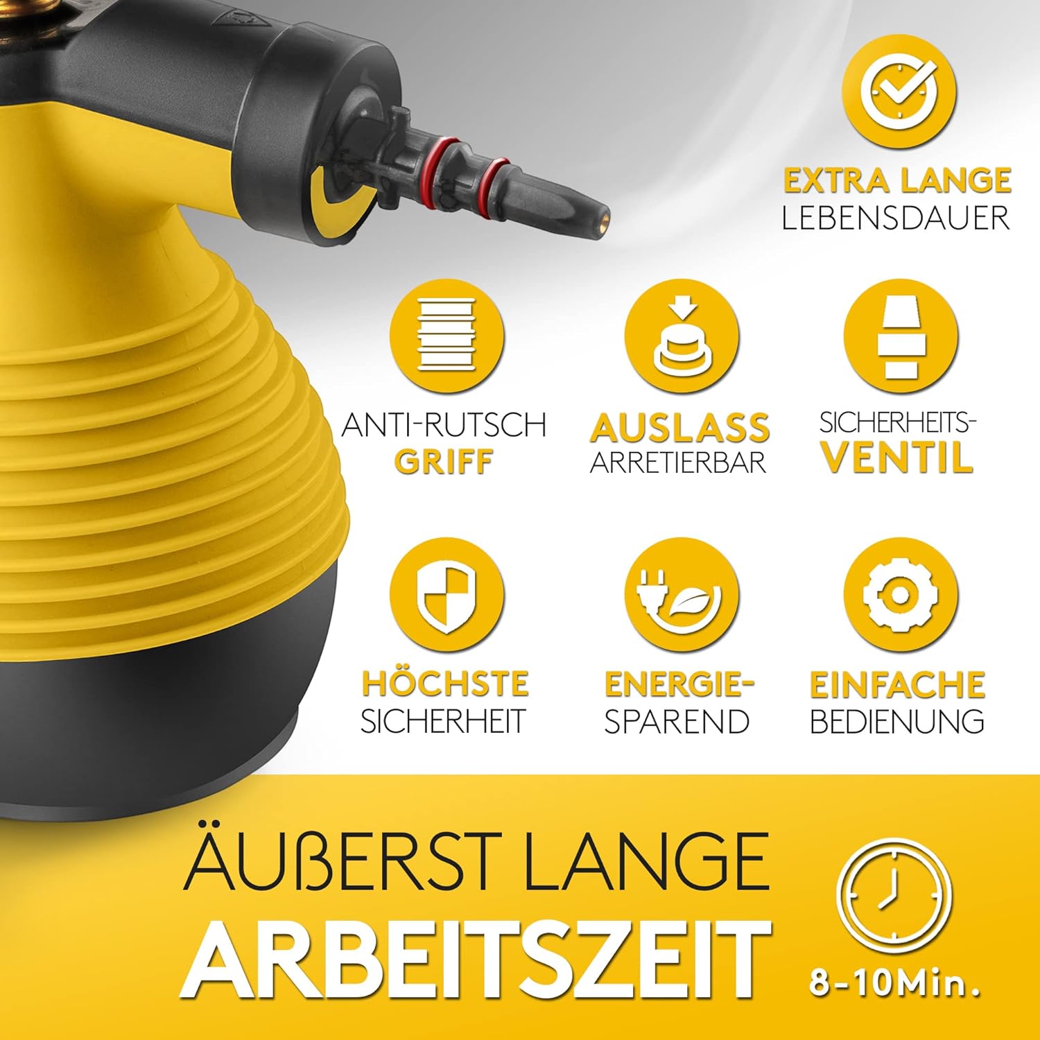 Neighbour's Friend Dampfreiniger Handgert mit vielen Aufstzen 350ml Tank I Leistungsstarker Handdampfreiniger 3,5 Bar I Dampf Gert Fenster mit Dampfregulierung