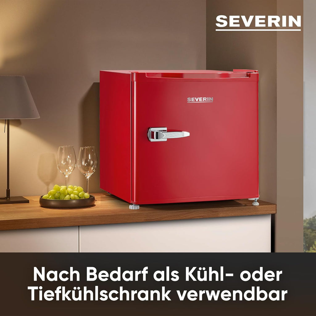 SEVERIN Mini Frigorifero/Congelatore Retrò (31 l), Congelatore piccolo, Minifrigo con controllo flessibile della temperatura, Frigo da tavolo, nero, GB 8880