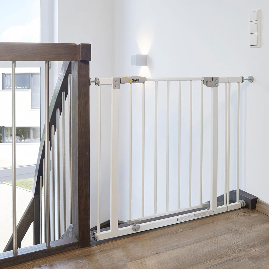Hauck Cancelletto di Sicurezza / Cancelletto per Porte Open N Stop, per Larghezze 75 - 80 cm, Senza Forare, Apertura a una Mano, Apertura su Due Lati, Metallo, Bianco