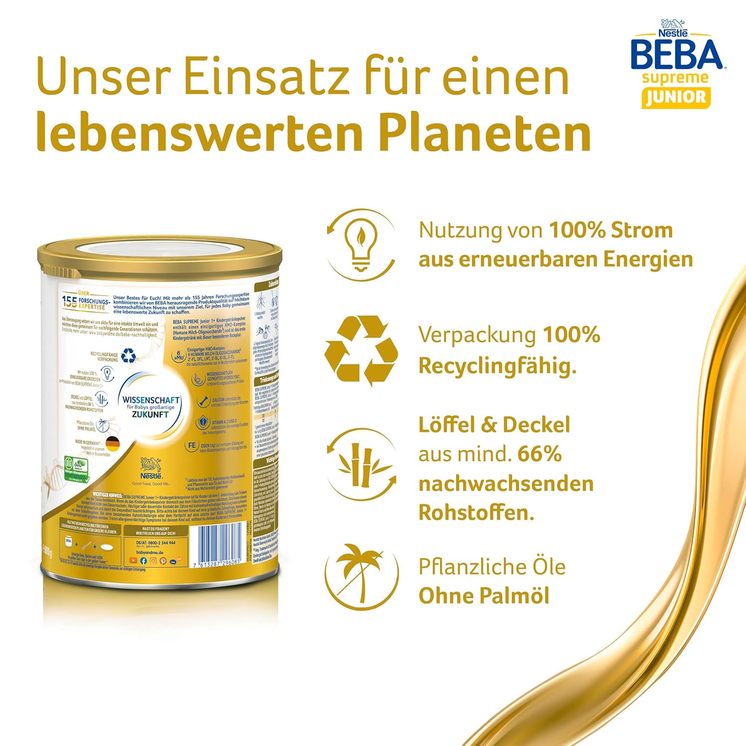 BEBA SUPREME 2 Folgemilch nach dem 6. Monat, Babynahrung mit 6 HMO Komplex, nur Laktose, ohne Palmöl, 6er Pack (12 x 800g)