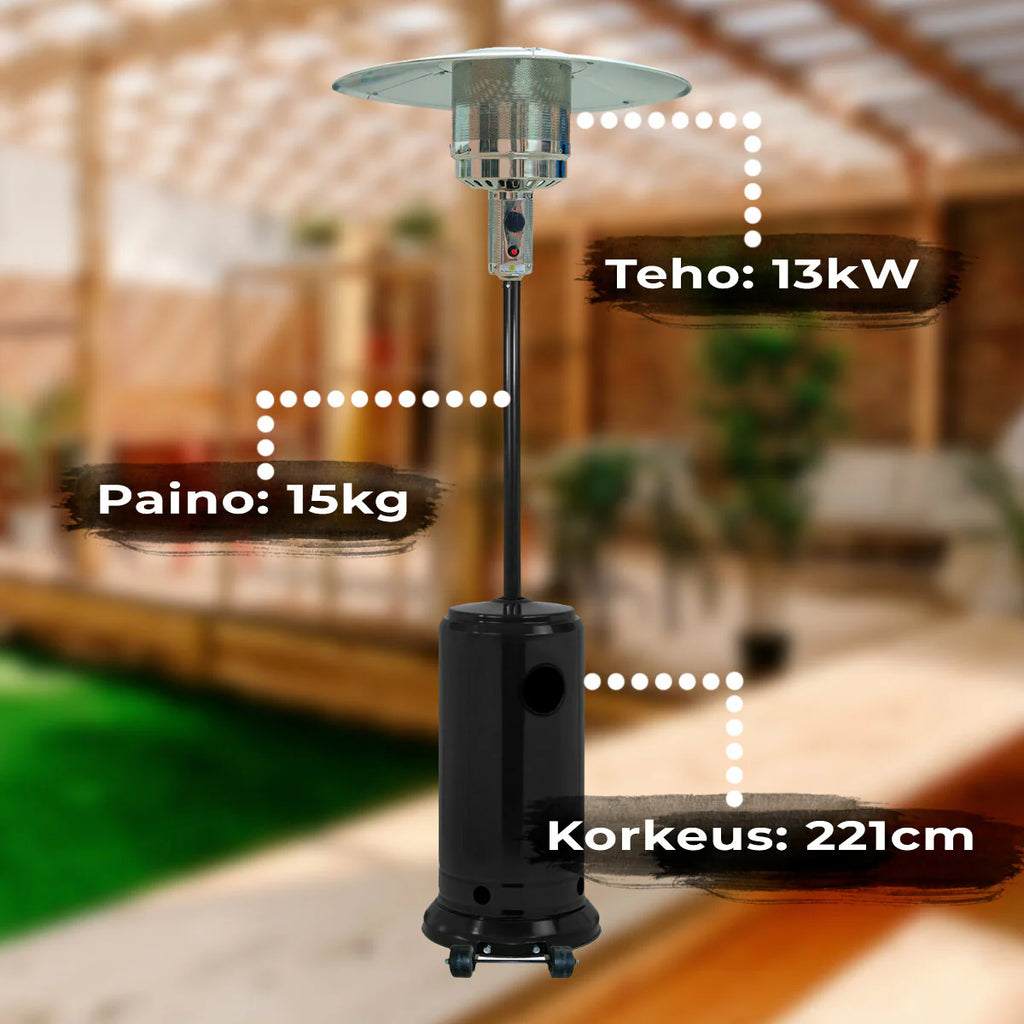 Fornorth Heizstrahler Stand Patio 13kW gasbetrieben, schwarz