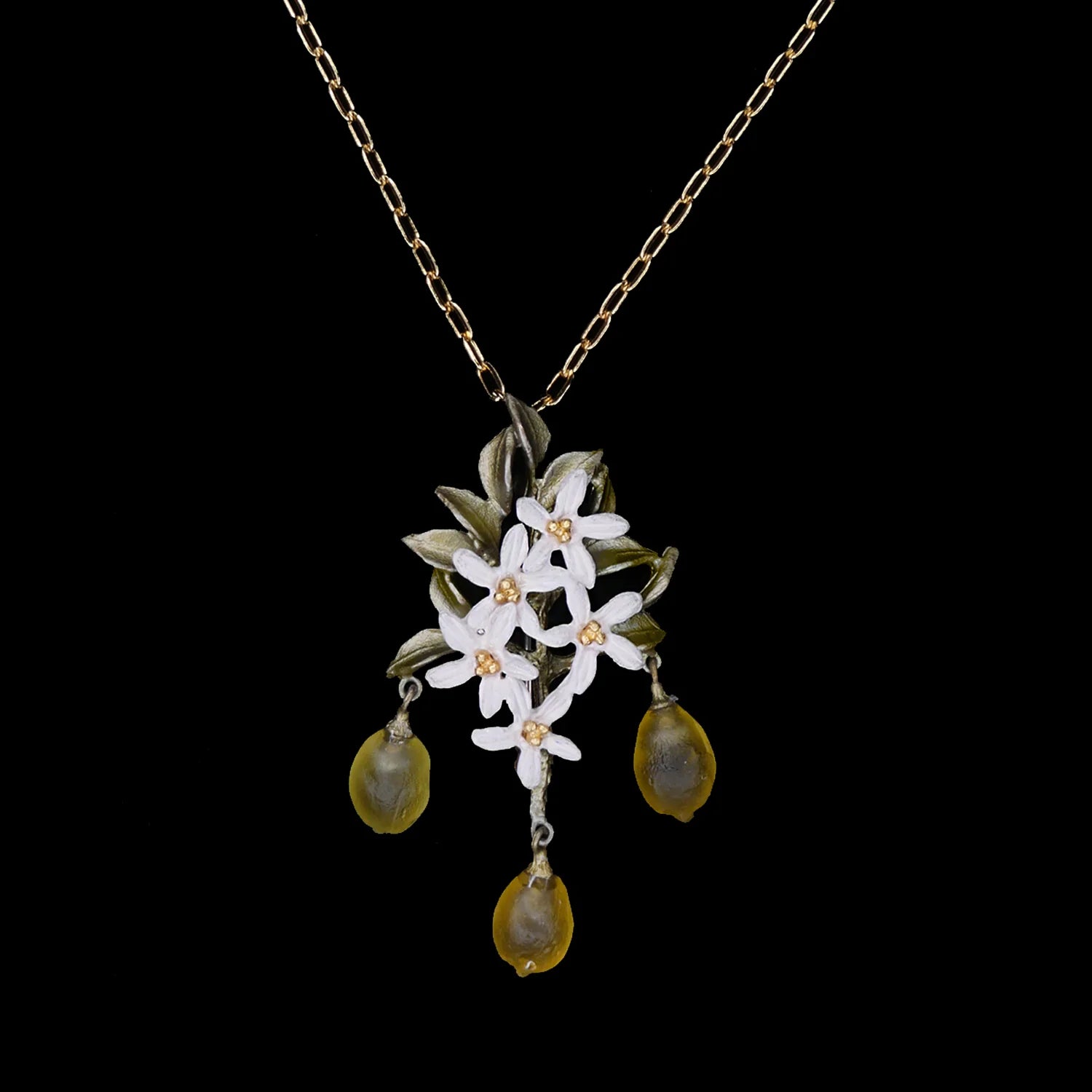 Spilla/collana a forma di limone con ciondolo