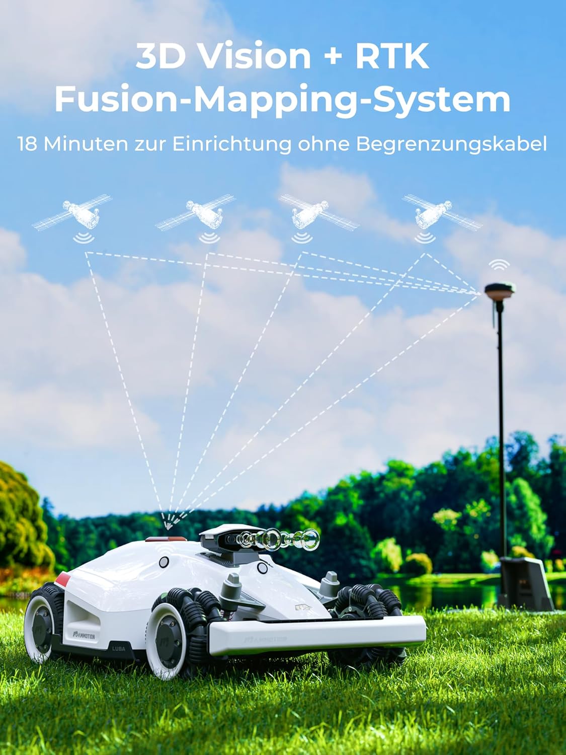 MAMMOTION LUBA 2 AWD 3000X Robot Rasaerba senza Filo Perimetrale, NetRTK+Vision, Nessuna Antenna RTK Necessaria, Mappatura Automatica, Consigliato 3000m², Max. 3600m², con Modulo 4G, Pendenza 80%