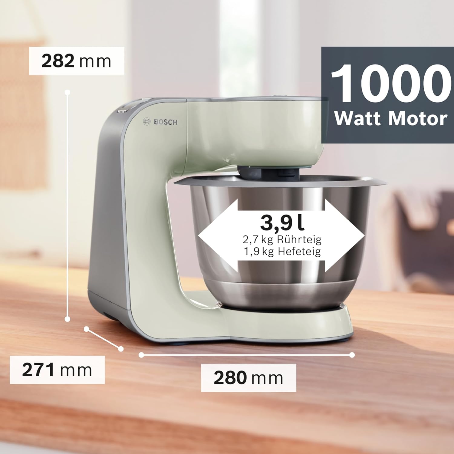 Bosch Robot da cucina Serie 4 MUM58720, ciotola in acciaio inox 3,9 L, frullatore 1,25 L, movimento planetario, gancio impastatore, frusta, frusta, tritacarne continuo, 3 dischi, 1000 W, rosso scuro/argento