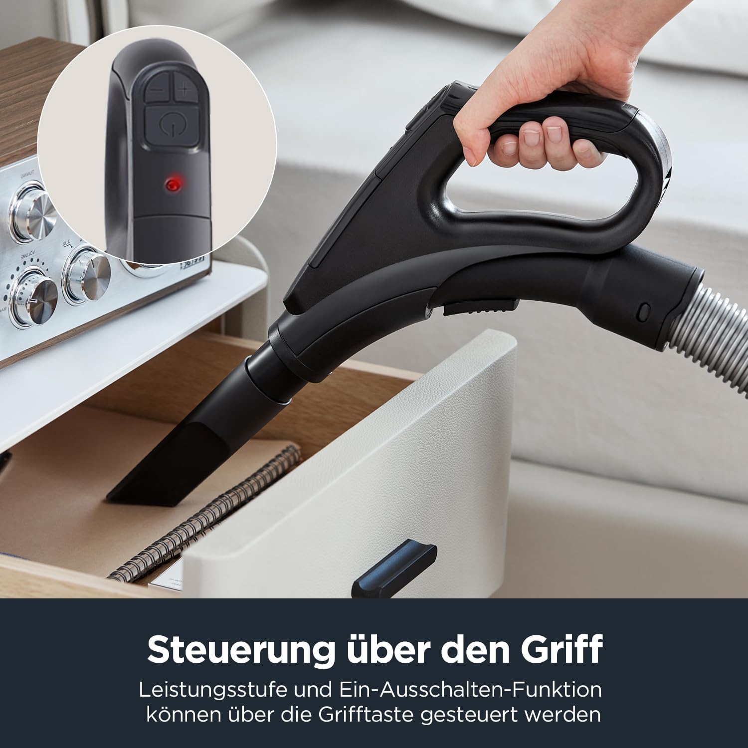 Eureka NEN300 Aspirapolvere a traino con sacco 700W, 62 dB(A) Estremamente silenzioso, Aspirapolvere potente con filtro igienico e spazzola per pavimenti duri, parquet, tappeti, piastrelle, 2L
