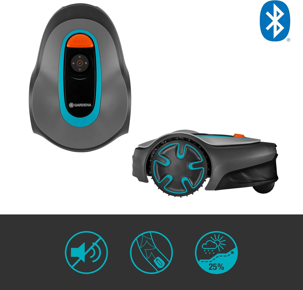 Gardena Rasaerba robotizzato SILENO minimo 500 m: tosaerba intelligente con connettività ottimale, programmabile con l'app Gardena Bluetooth, versione DE (15202-20)