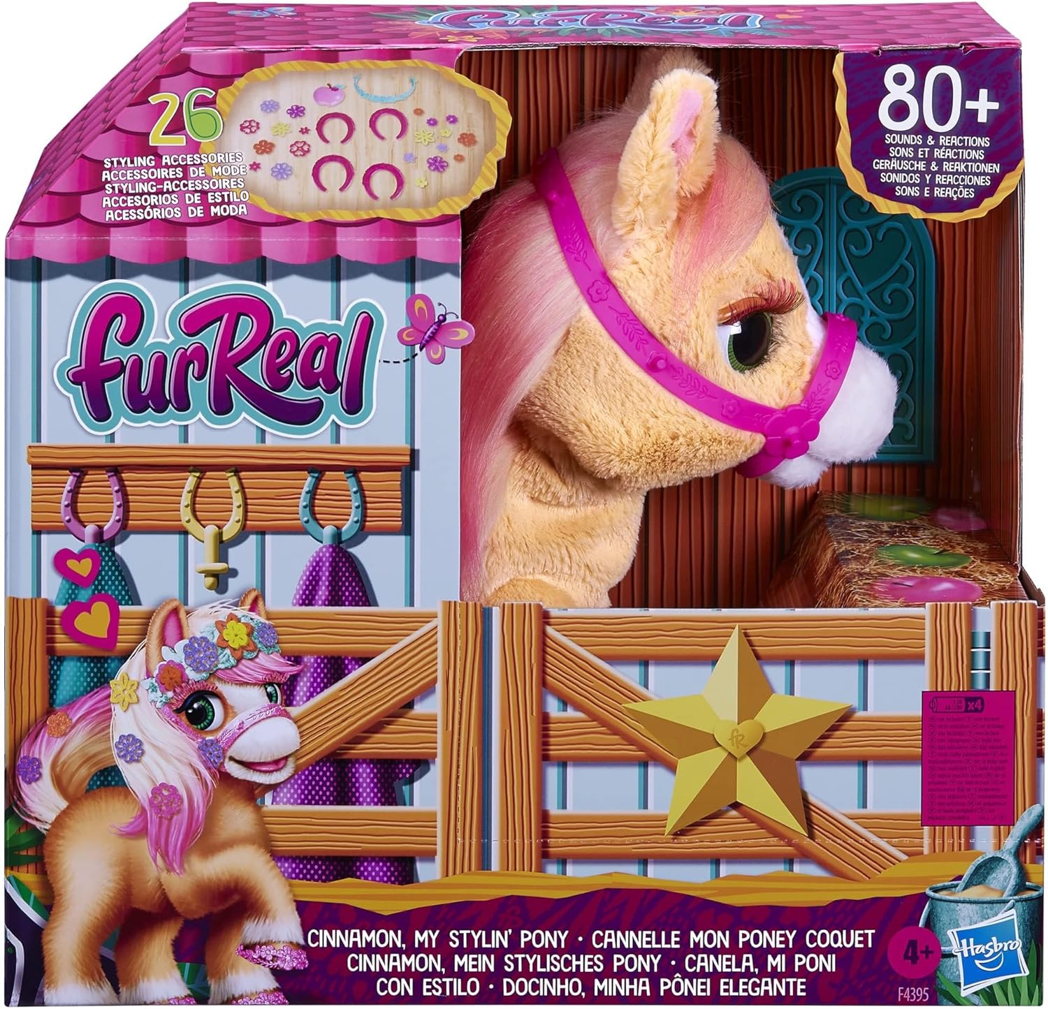 FurReal Hasbro Cinnamon, Mein stylisches Pony, 80 Plus Gerusche, Reaktionen, 26 Accessoires, Elektronisches Tierchen ab 4 Jahren, Multi, 35 cm