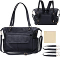 Johomviin Wickeltasche Tote Mode Leder Wickeltasche Rucksack für Mama Papa, Große Reise Baby Tasche Geldbörse für Jungen Mädchen