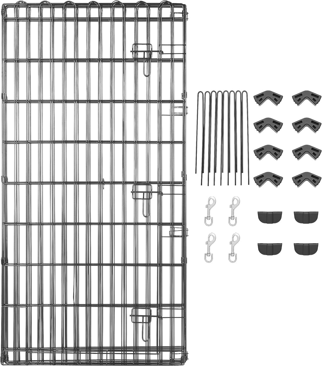 Amazon Basics - Achteckig, Laufgehege für Hunde und andere Haustiere, faltbar, Metall, mit Tür,122 cm, Schwarz