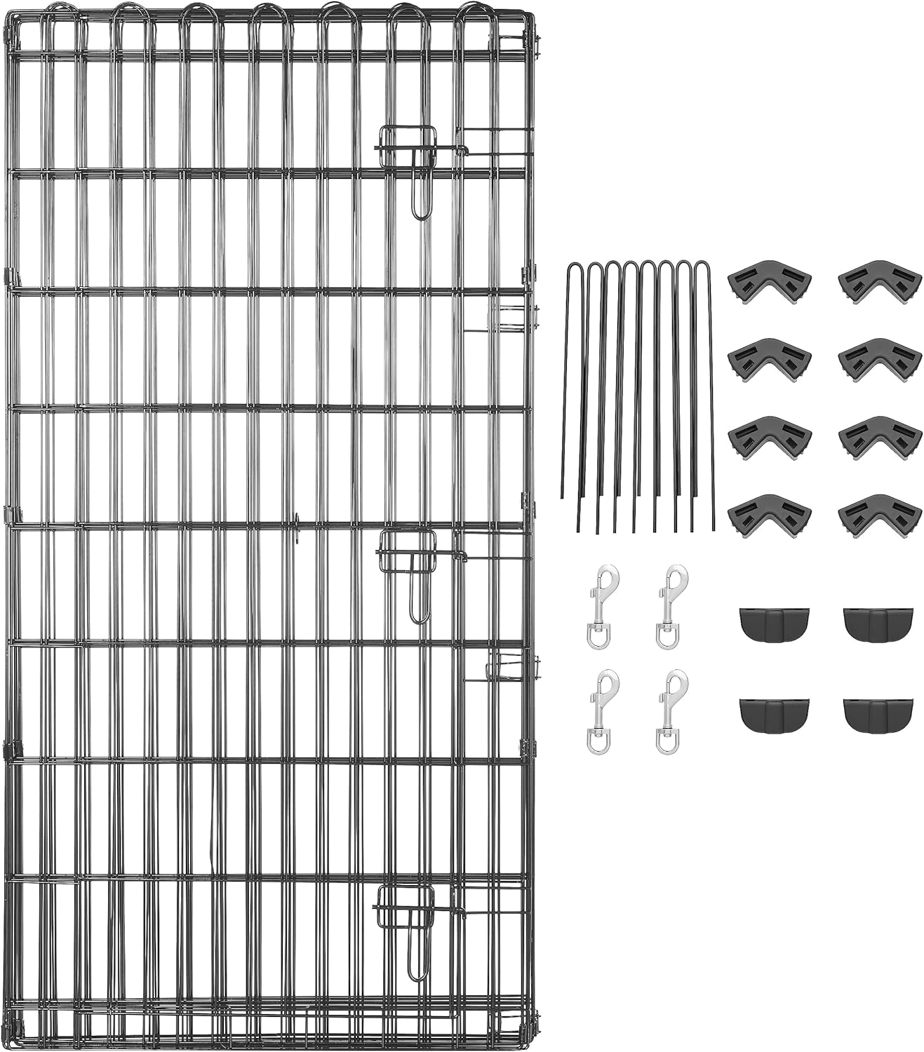Amazon Basics - Achteckig, Laufgehege für Hunde und andere Haustiere, faltbar, Metall, mit Tür,122 cm, Schwarz