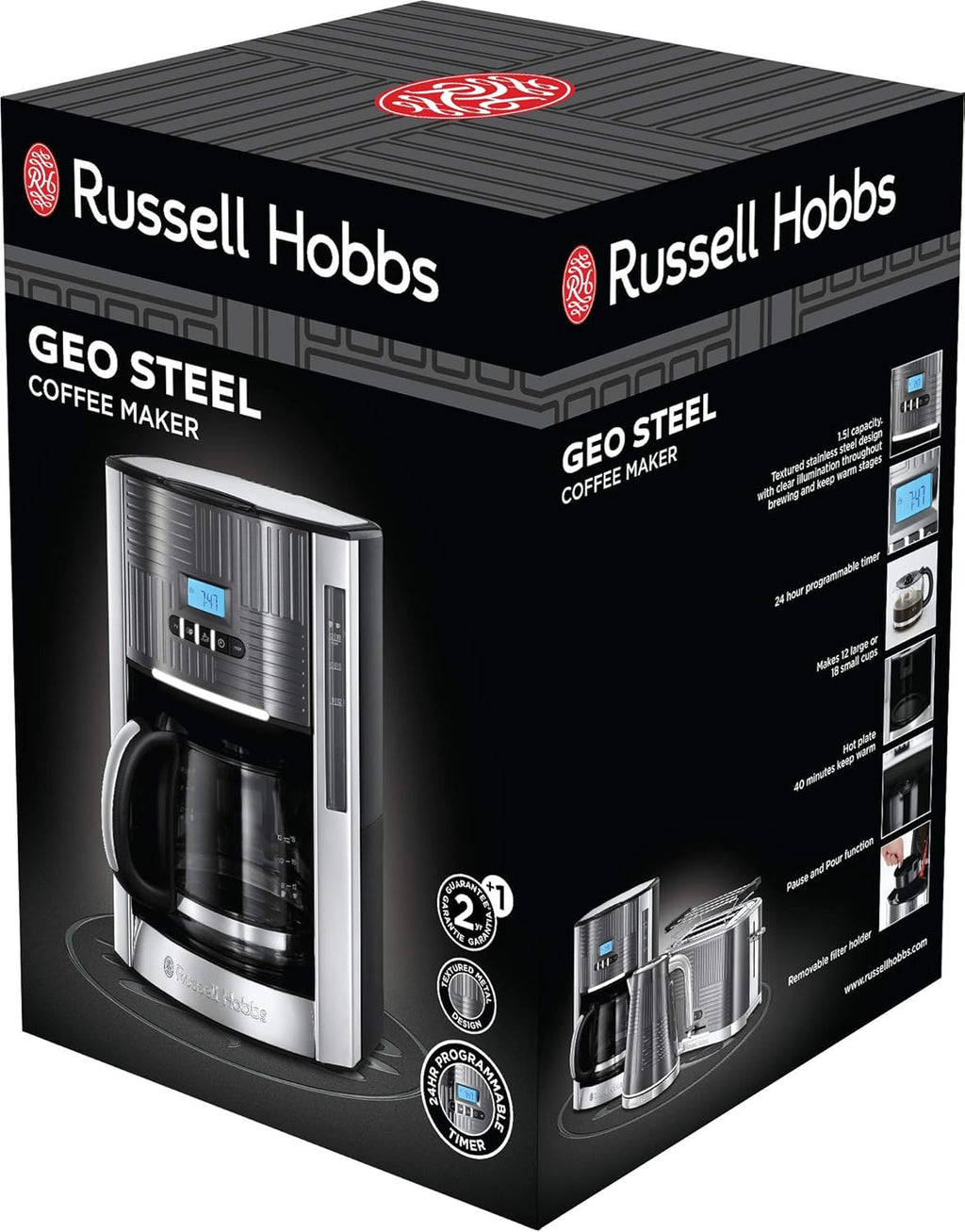 Russell Hobbs GeoSteel Set Colazione: Tostapane, Bollitore e Macchina per il Caffè