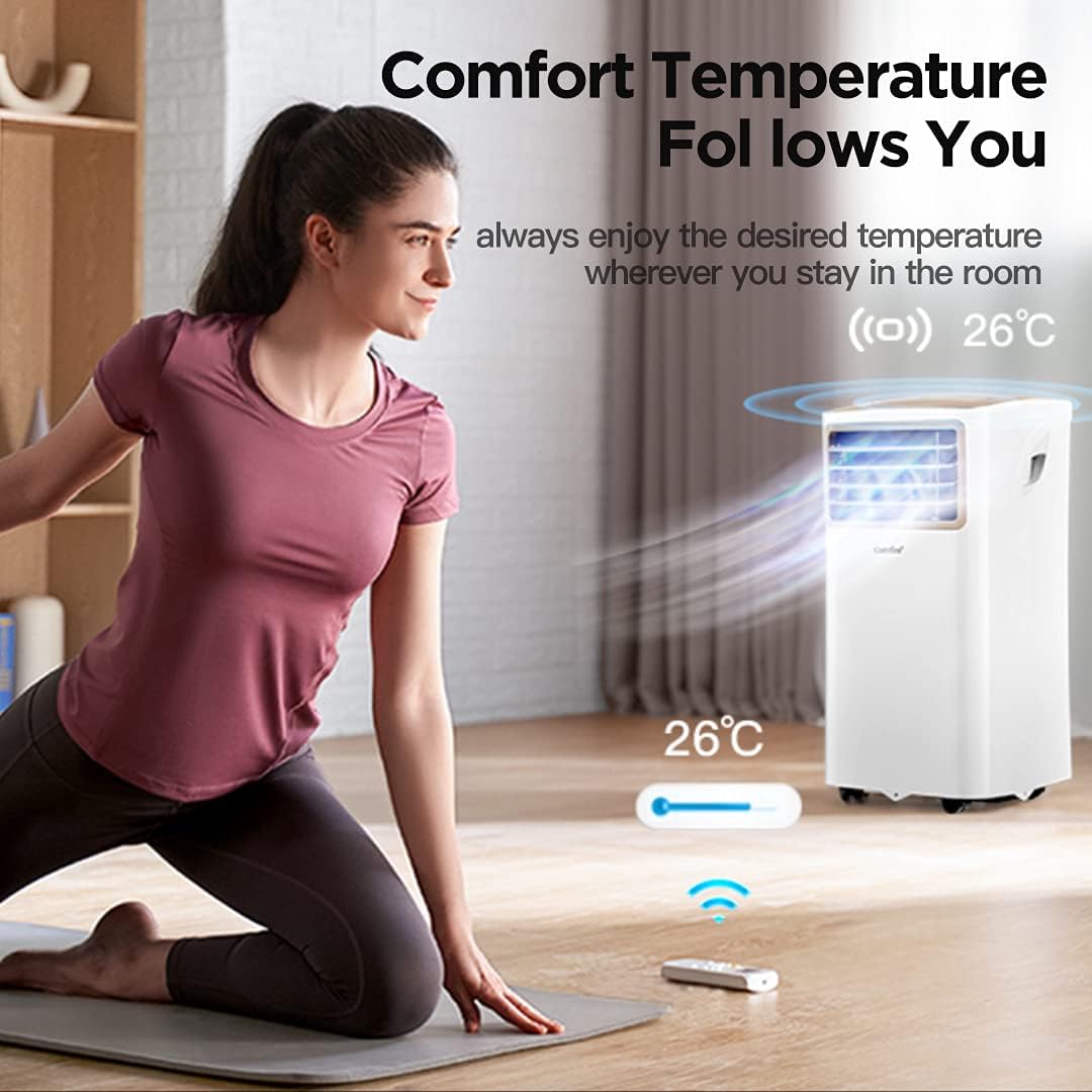 Comfee Condizionatore Portatile Easy Cool 2.0, 7000 BTU 2,0kW, Raffreddamento&Ventilazione&Deumidificazione, Adatto per Ambienti fino a 68m³(25㎡), Controllo tramite APP/Alexa/Google Home/IFTTT, Climatizzatore Portatile con Tubo di Scarico
