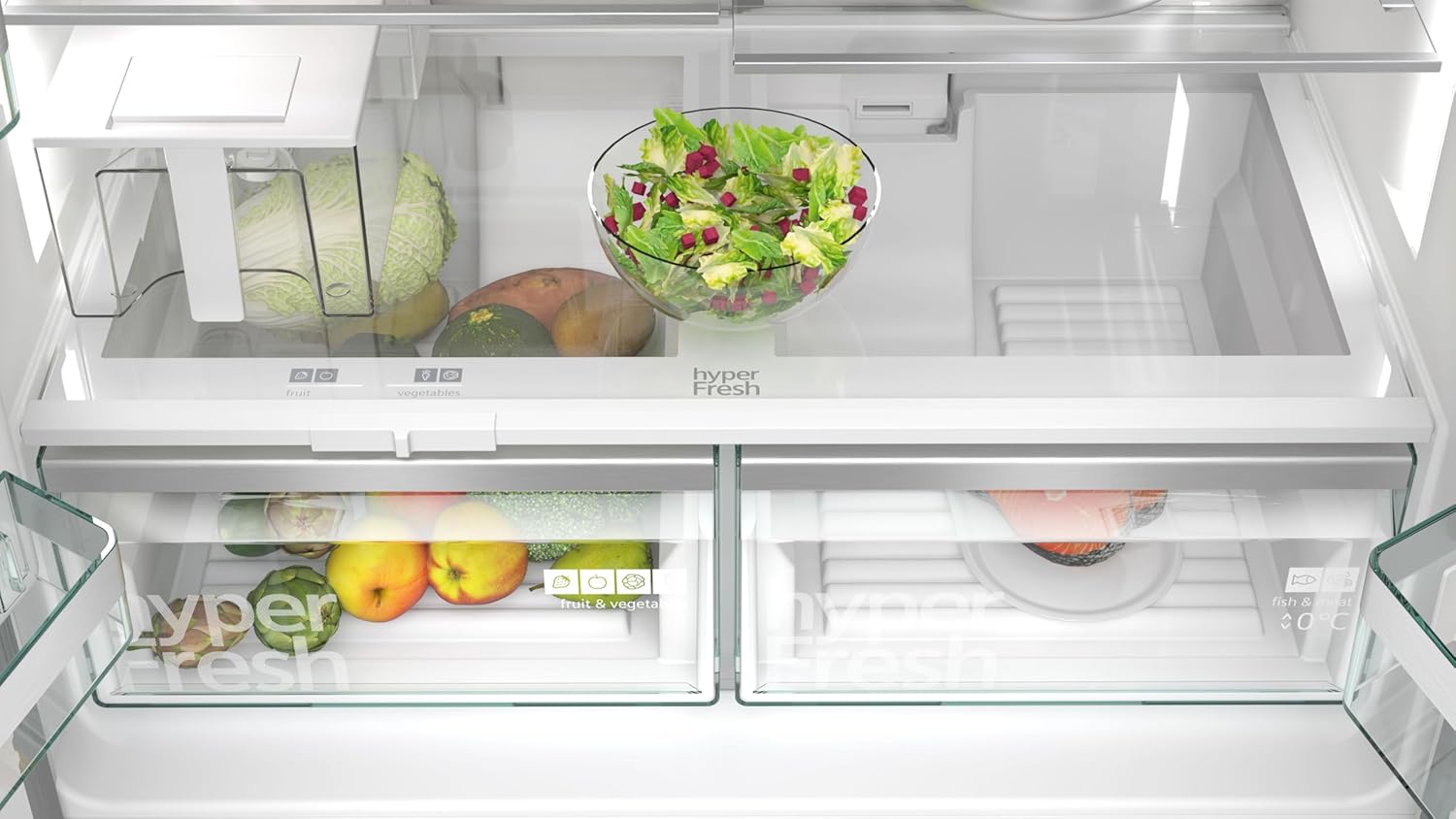 Frigorifero Multic дверный SIEMENS KF96NVPEA iQ300, 183 x 91 cm, 405 L di refrigerazione e 200 L di congelamento, hyperFresh per una freschezza più duratura, noFrost per non sbrinare mai più, superCooling per un raffreddamento più rapido