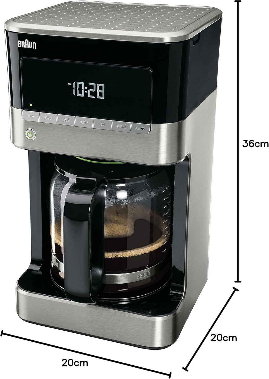 Braun Household PurAroma 7 Macchina da caffè KF 7125 – Macchina da caffè filtro con caraffa termica e funzione timer, Caffettiera per un aroma unico, 1000 Watt, Nero/Acciaio inox