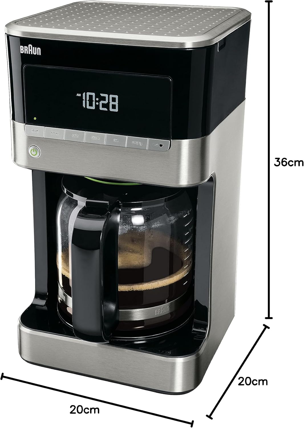 Braun Household PurAroma 7 Macchina da caffè KF 7125 – Macchina da caffè filtro con caraffa termica e funzione timer, Caffettiera per un aroma unico, 1000 Watt, Nero/Acciaio inox