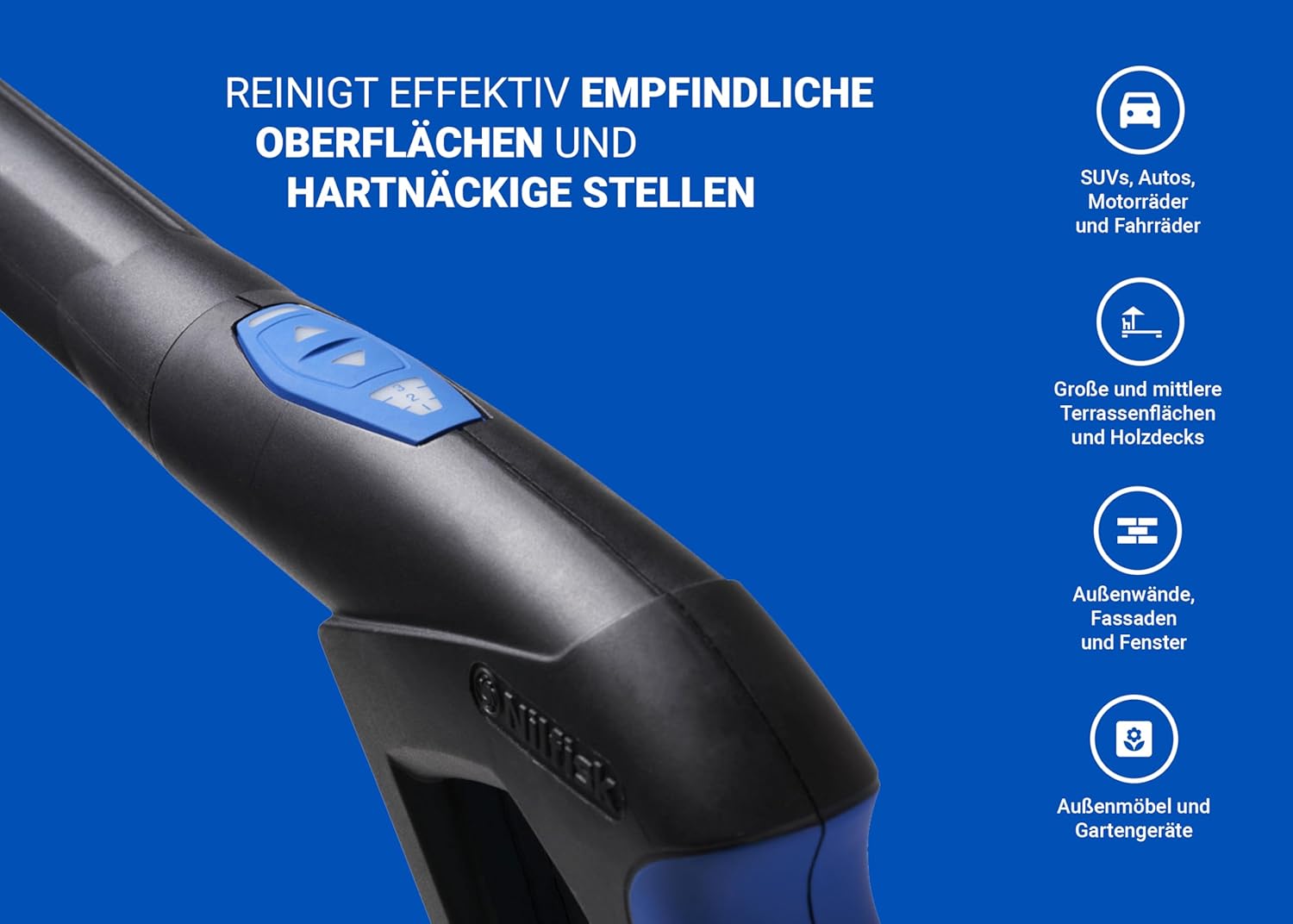 Nilfisk Core 140 Idropulitrice con PowerControl - Idropulitrice per la pulizia di aree esterne e il lavaggio auto (1800 W)
