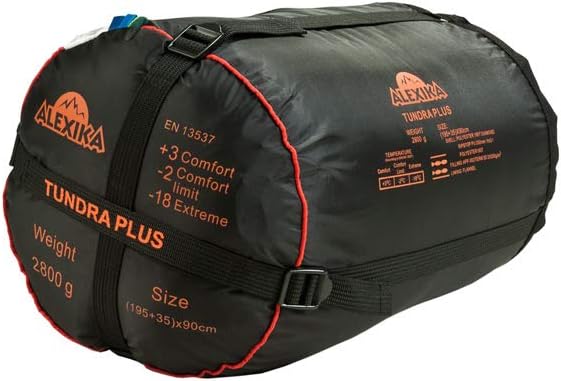 Alexika Tundra Plus Schlafsack,warm, bequem, rechteckig 3 Saison Deckenschlafsack für Erwachsene und Familien Outdoor Camping im niedrigen Temperaturen bis zu -2 C mit Kompressionsack,