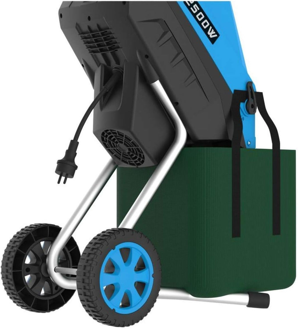 Güde Gartenhäcksler GH 2501 (2500 W, Messertechnik, wartungsarm, Selbsteinzug, Transporträder, Überlastsicherung, max. Astdicke 45 mm, inkl. Fangsack 45 L und Zuführhilfe)