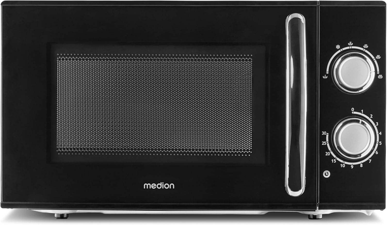 MEDION Mikrowelle, ca. 700 Watt Leistung, ca. 17 Liter Kapazitt, 6 Stufen, Auftaufunktion, MD 15644, schwarz/silber