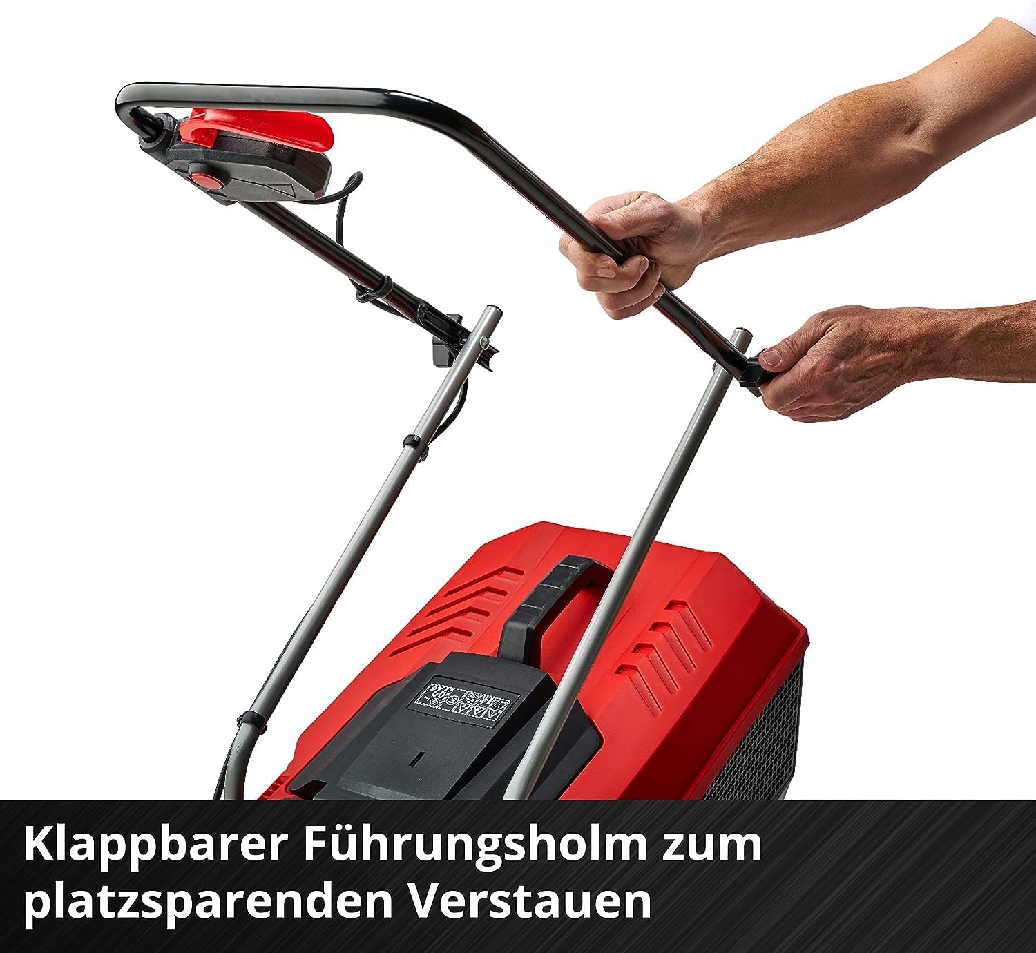 Einhell City Tagliaerba a batteria GE-CM 18/30 Li Kit Power X-Change (18 V, larghezza taglio 30 cm, fino a 150 m, Brushless, cesto di raccolta 25L, altezza taglio 30-70 mm, incl. batteria 3,0 Ah + caricabatterie)