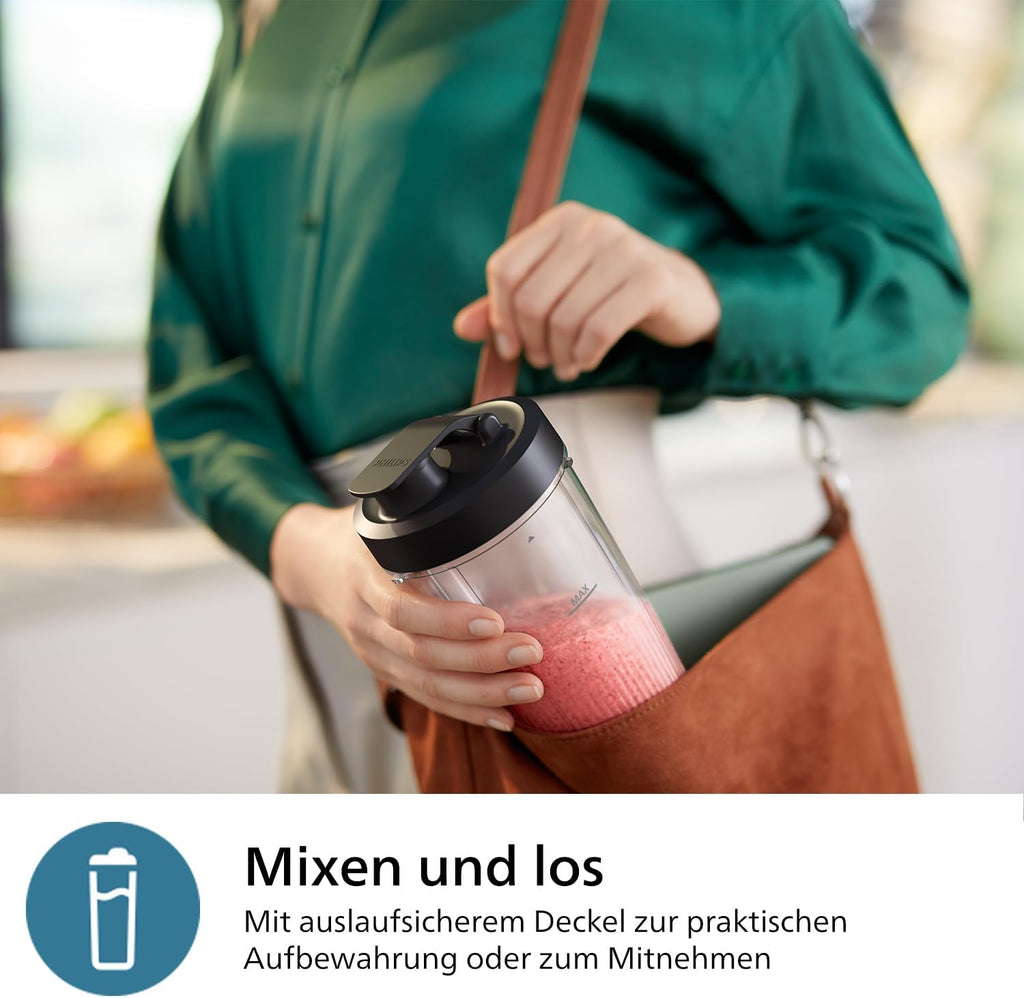 Philips Frullatore e Smoothie Maker – 600W, caraffa da 2 litri, app con ricette, 2 velocità + funzione Pulse, ProBlend, funzione tritaghiaccio (HR2291/41)