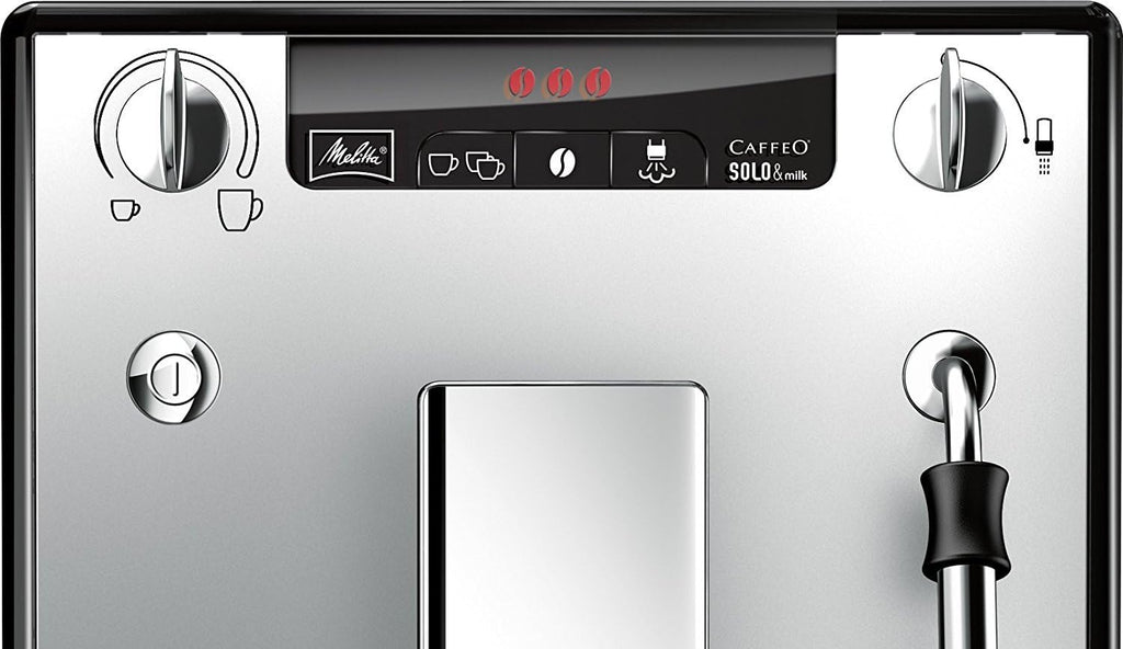 Melitta Solo & Milk - Macchina da caffè completamente automatica compatta con montalatte, con serbatoio dell'acqua rimovibile, per es. caffè o cappuccino, argento