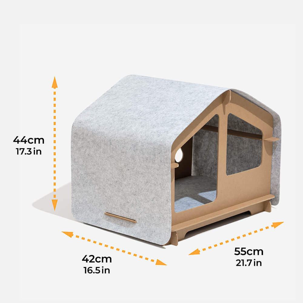 Cat Villa di Lusso - Casetta Extra Large Semichiusa per Gatti con Struttura in Legno