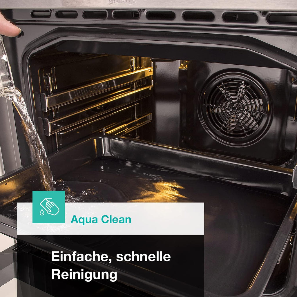 Gorenje GEIT5C61SPG Cucina indipendente con piano cottura a induzione, 50 cm, 70 litri, argento, PerfectGrill, AirFry, FrozenBake, Pizza Mode 300°C, AquaClean, Made in Europe, inox
