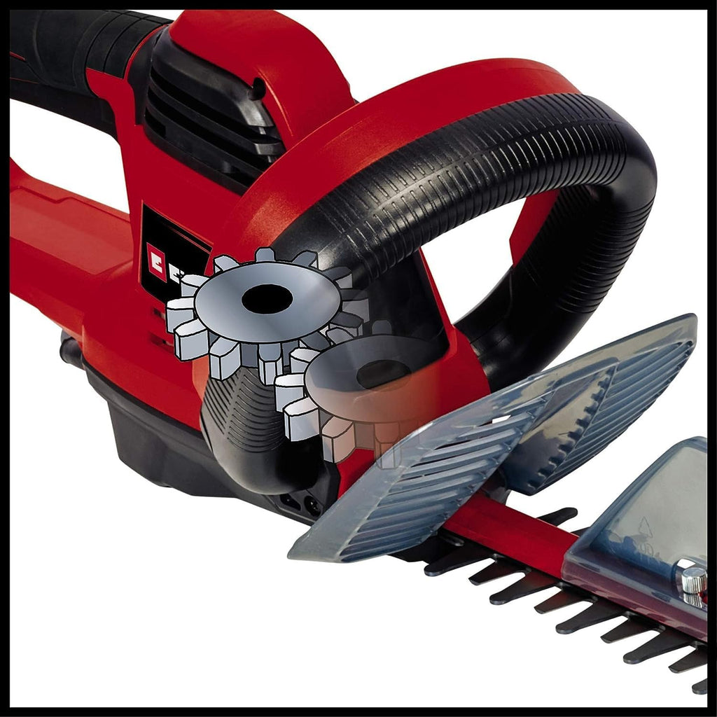 Einhell Tagliasiepi Elettrico GC-EH 6055/1 (600 W, 2.800 tagli/min, raccoglierami, fermacavo, impugnatura supplementare, Softgrip, interruttore di sicurezza a due mani)