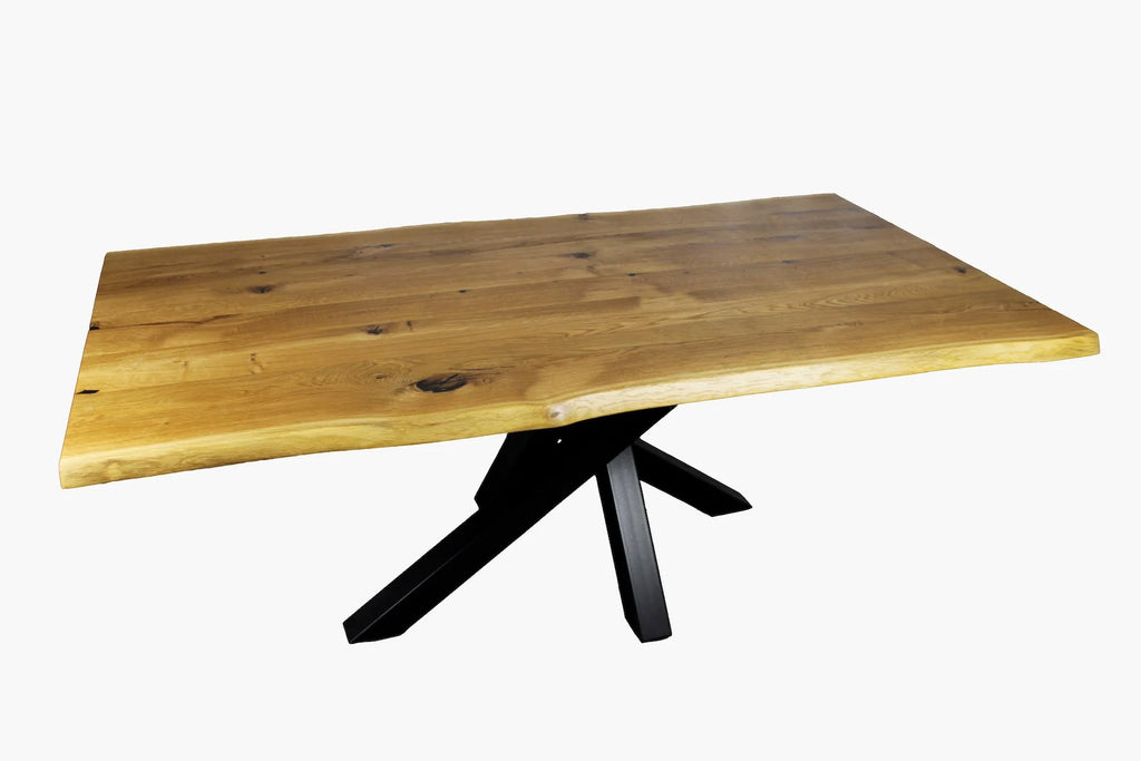 Serie MAXIM | Baumkantentisch - Eiche - inkl. Tischbein Spider - versch. Gren und Farben | Lnge: 160 - 300 cm | Breite: 90 -100 cm