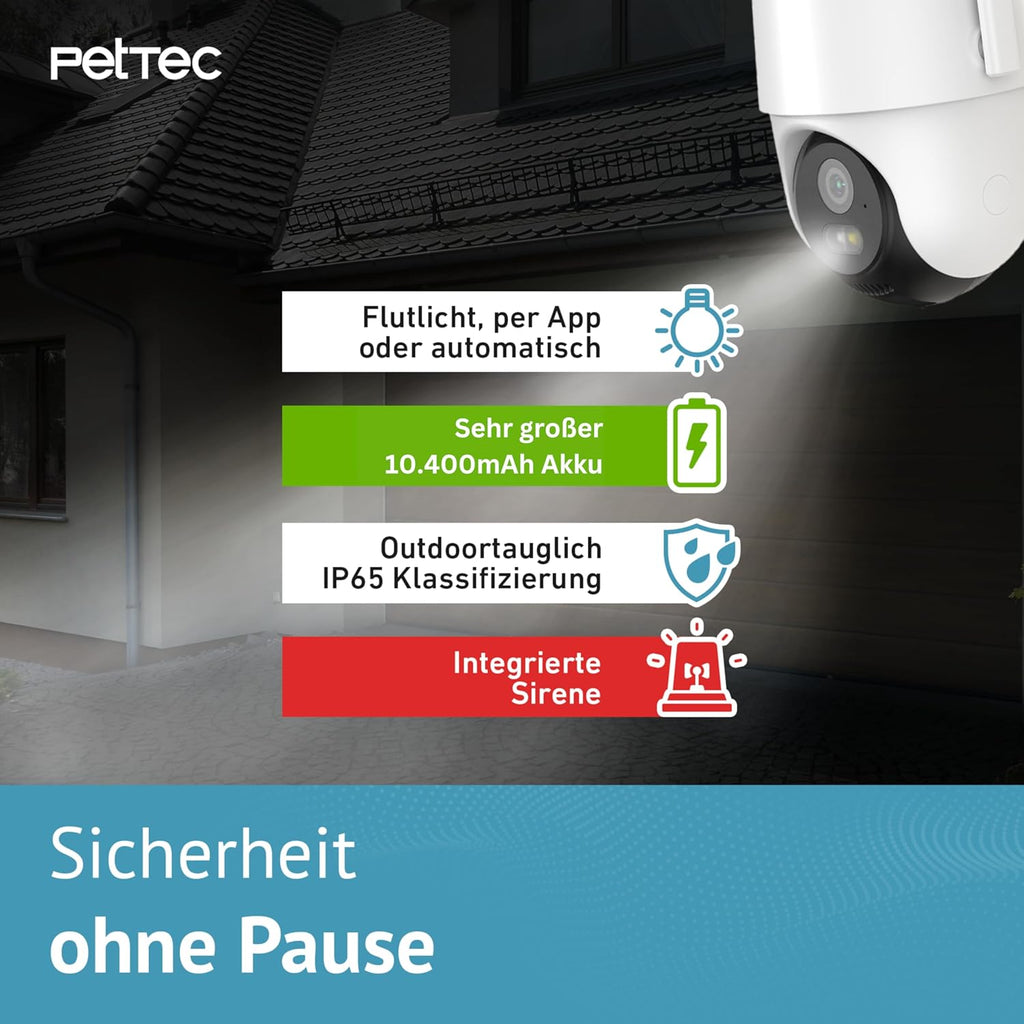 PetTec – Pet Cam Buddy Haustierkamera Futterautomat 8L für Katzen- & Hunde-Trockenfutter – Automatischer Futterspender mit WLAN & App-Steuerung -Inkl. 2-Wege-Audio, Bellerkennung & Nachtsicht