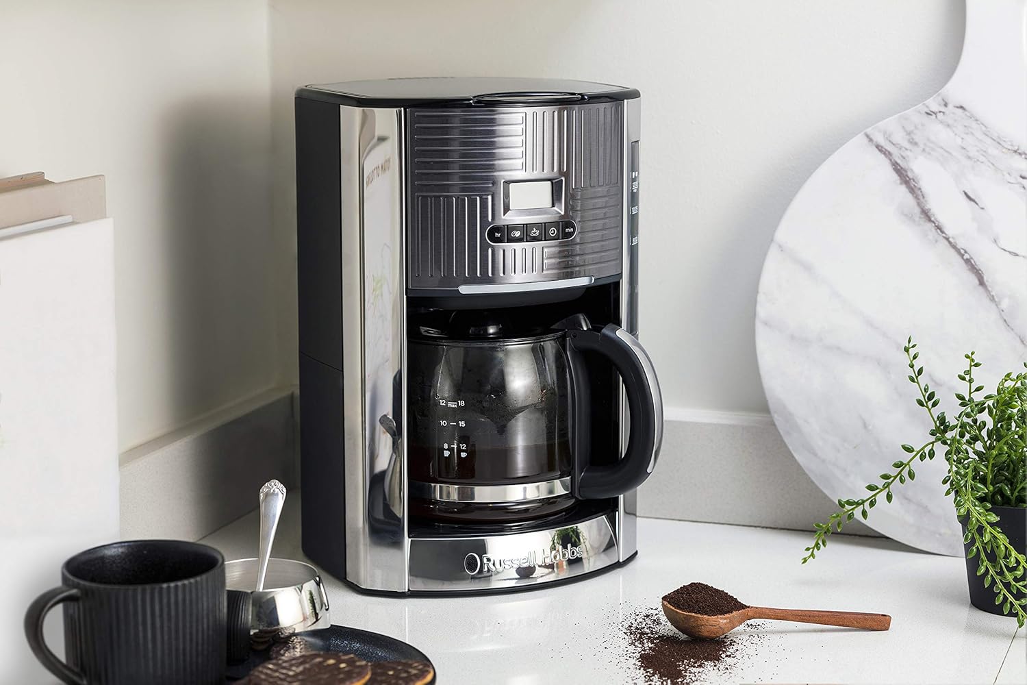 Russell Hobbs GeoSteel Set Colazione: Tostapane, Bollitore e Macchina per il Caffè