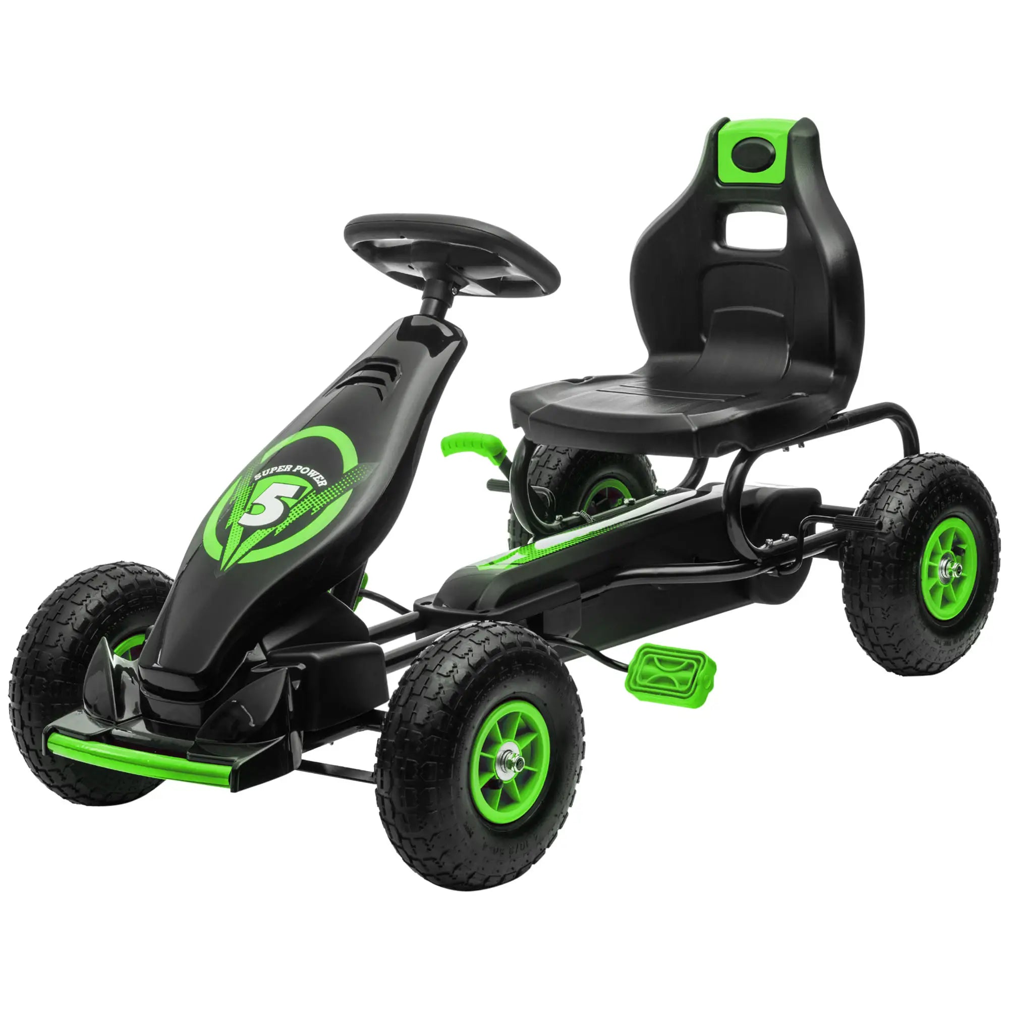 HOMCOM Go-kart per bambini, sedile regolabile in 3 posizioni, pneumatici in gomma