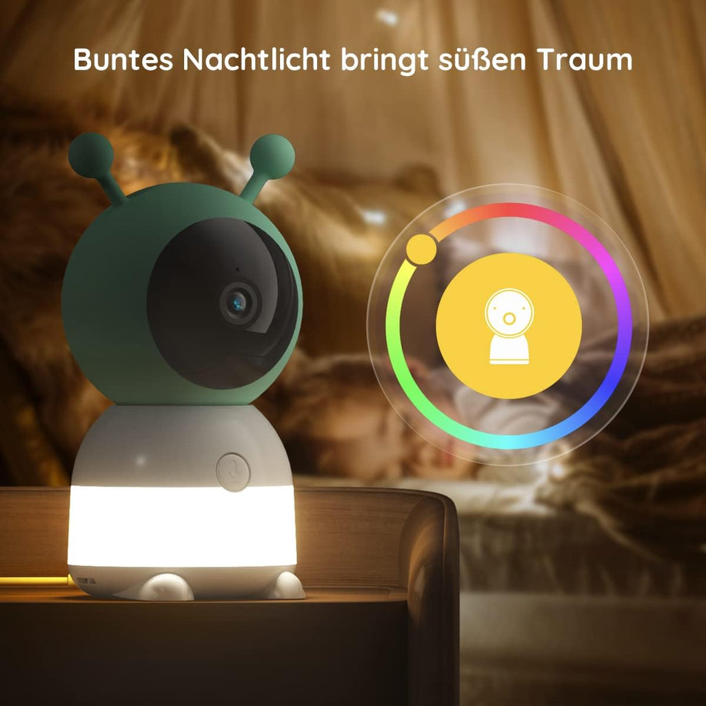 BOIFUN Babyphone mit 2 Kamera App, 2K HD Bild, PTZ 355°/60°, 4×Zoom, Automatische Verfolgung, Weinen/Bewegungs/Geräuscherkennung, Temperatur und Feuchtigkeitsmessung