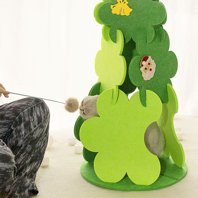 FelineFreude - Gemütliches Filz-Katzenbett im Weihnachtsbaum-Design