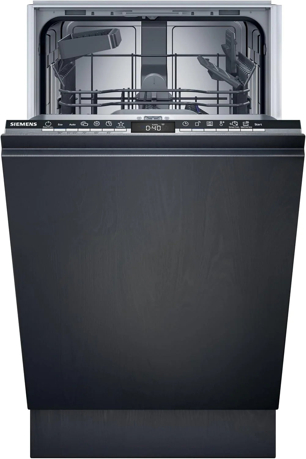 Siemens SR65YX08ME, iQ500 Lavastoviglie smart a scomparsa totale, larghezza 45 cm, cassetto portaposate, Zeolith, extra silenziosa, aquaStop, apertura automatica della porta a fine programma, varioSpeed, illuminazione interna