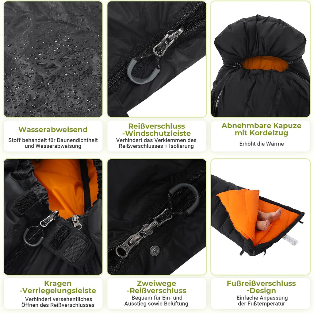 ATEPA Daunenschlafsack Winter Outdoor,Daunenschlafsack, Übergröße Ultraleichter, 3 Jahreszeiten Warm, XXL Leichtgewicht, großartiger Komfort, Ideal für Rucksacktouren Erwachsene Camping, Wandern