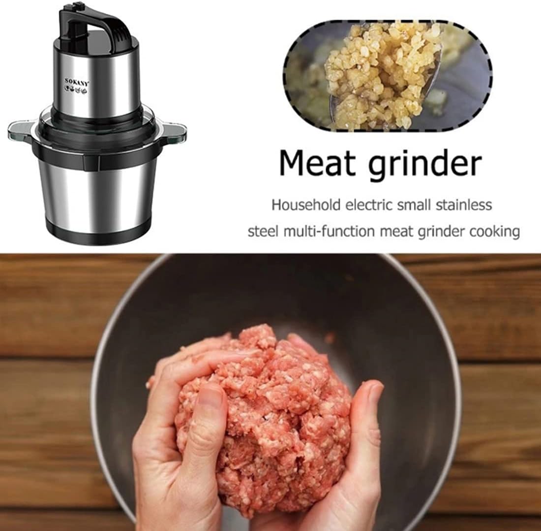 SOKANY Tritacarne Elettrico da Cucina 1500W con Ciotola in Acciaio Inox da 6,5L, Tritatutto con 3 Livelli di Velocità, Robot da Cucina con 4 Lame per Carne, Cipolle, Frutta, Verdura