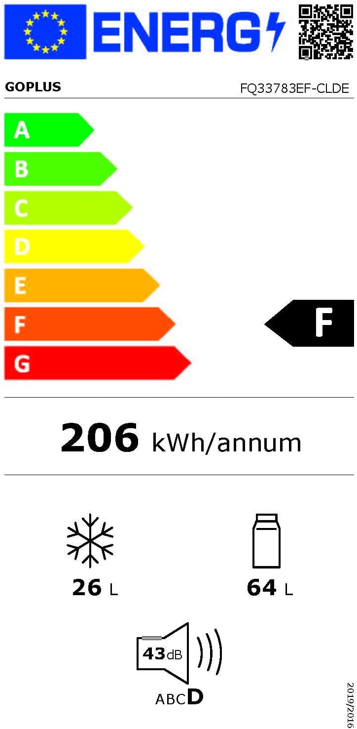 GOPLUS Frigorifero con congelatore - Combinazione frigo-congelatore / Capacità totale 90L, vano congelatore 27L / Termostato regolabile / Illuminazione interna a LED / Cerniera porta reversibile (Bianco)