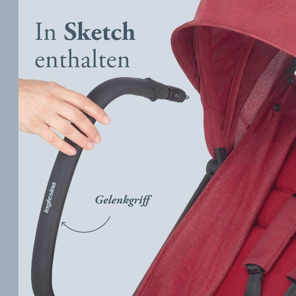 Inglesina Sketch Kinderwagen Leicht und Kompakt, Schwarz, Bequem, bis zu 17kg, Einhand-Faltung, UPF 50+