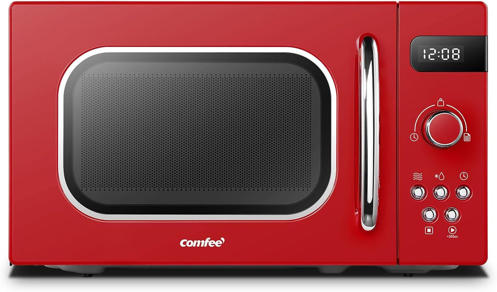 Comfee CMSN 20 wh Microonde/Solo microonde con 5 livelli di potenza/Illuminazione interna/Funzione di scongelamento facile/Piatto girevole a 360°/Due manopole rotanti/20L/700W/Bianco, Meccanico