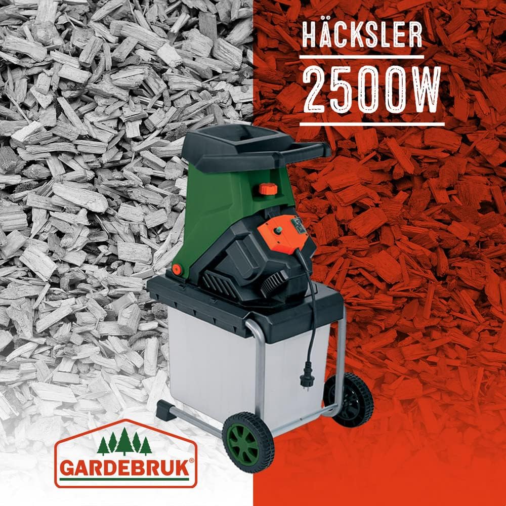 Gardebruk® Gartenhäcksler 3100 W max. 40 mm Aststärke Elektrisch 50 L Robuste Auffangbox Messerhäcksler Schredder Holz