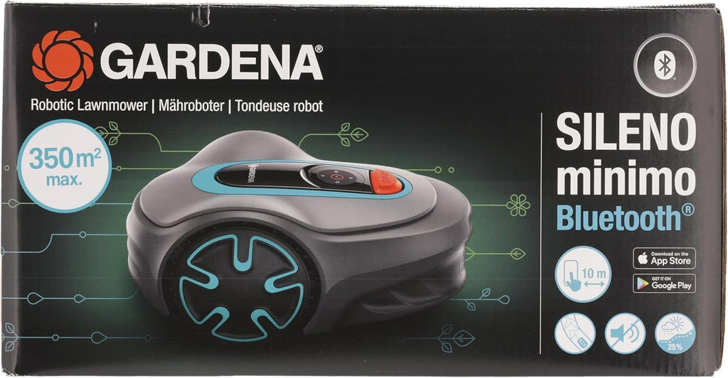 Gardena Rasaerba robotizzato SILENO minimo 500 m: tosaerba intelligente con connettività ottimale, programmabile con l'app Gardena Bluetooth, versione DE (15202-20)