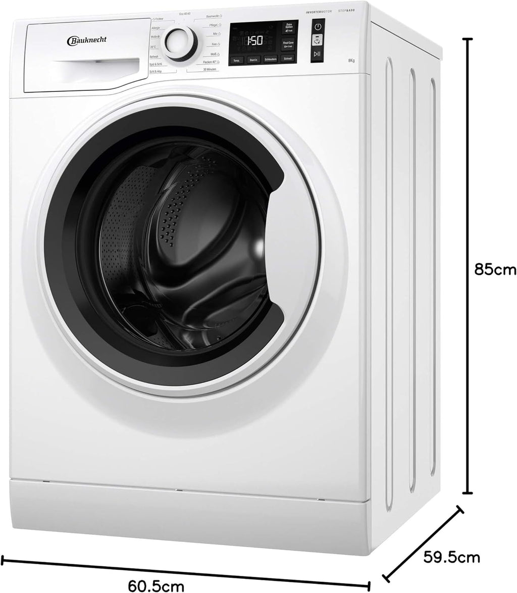 Bauknecht W Active 8A Lavatrice a carica frontale/ 8kg/ potente rimozione delle macchie/ programmi a vapore/ opzione Steam Hygiene/ classe di efficienza energetica A/ funzione Stop&Add/ motore ProSilent [Classe energetica A]