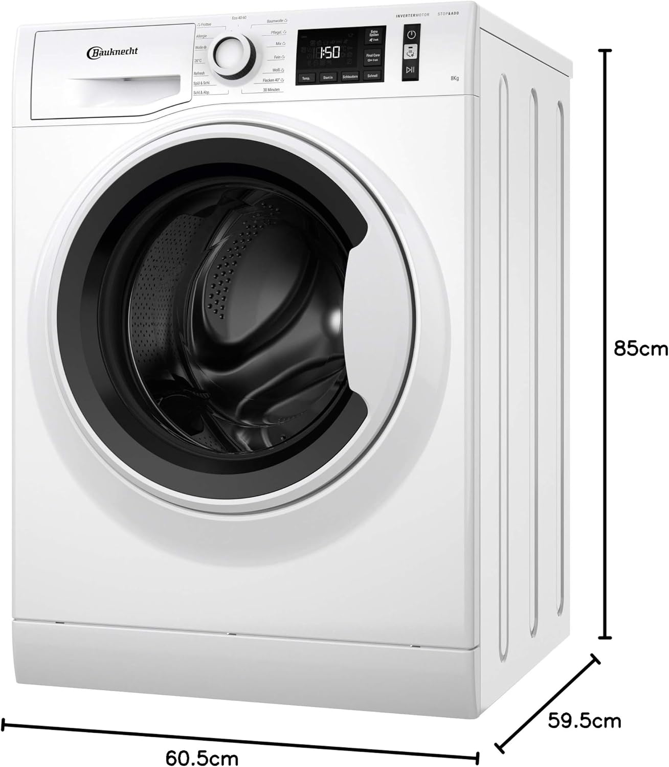 Bauknecht W Active 8A Lavatrice a carica frontale/ 8kg/ potente rimozione delle macchie/ programmi a vapore/ opzione Steam Hygiene/ classe di efficienza energetica A/ funzione Stop&Add/ motore ProSilent [Classe energetica A]