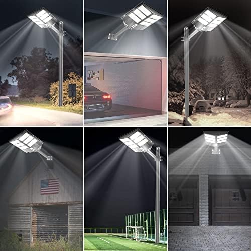 Ofuray 2000W Solar Straßenlaterne für Außen, 200000LM Solarlampen für Außen mit Bewegungsmelder, 6500K Solarleuchten Dämmerung bis zum Morgengrauen, IP67 Wasserdichte wegeleuchte für Parkplatz, Hof