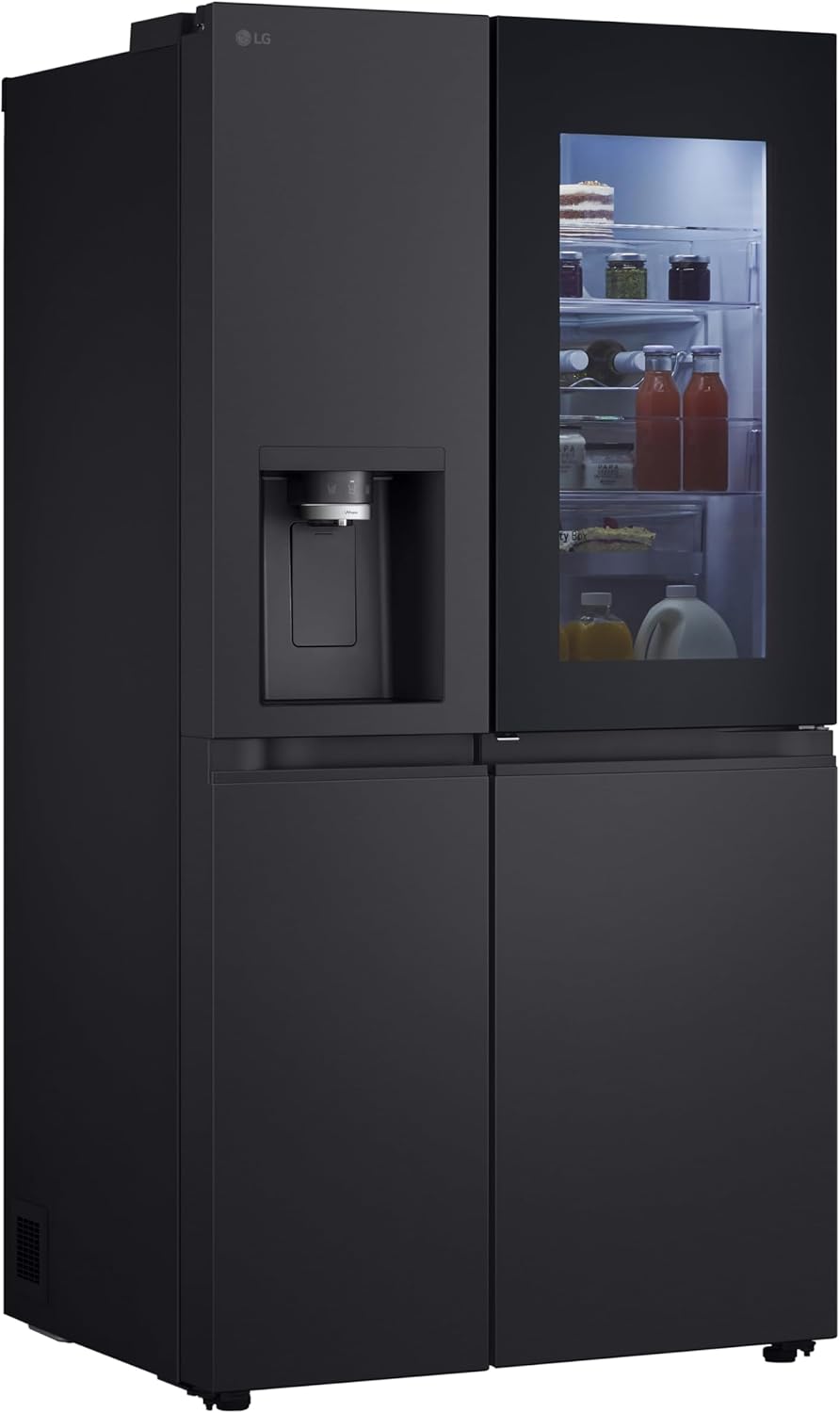 LG GSGV81PYLL Frigorifero Side by Side, Classe E, 635 L, Instaview, Frigorifero con congelatore, Dispenser ghiaccio, ghiaccio tritato, acqua, Total NoFrost, Smart Inverter Compressor, Wi-Fi