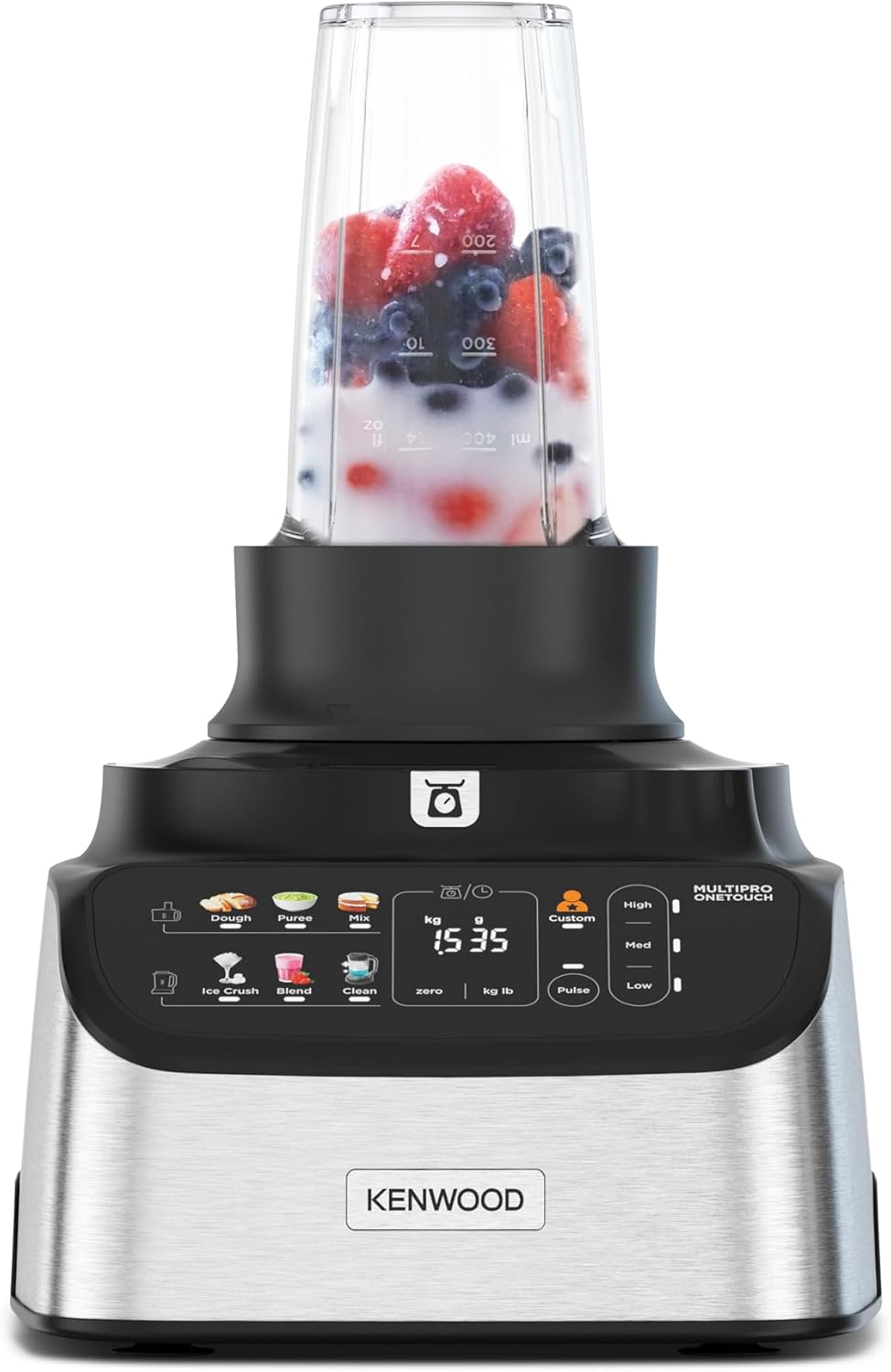 Kenwood MultiPro OneTouch FDM73.480SS – 2-in-1 Kompakt-Küchenmaschine & Mixer, 6 Zubehörteile, 6 Automatikprogramme, Variable Geschwindigkeit & Pulse-Funktion, Integrierte Waage, 1000 W, Silber